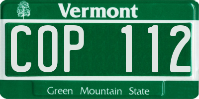 VT license plate COP112