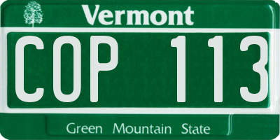 VT license plate COP113