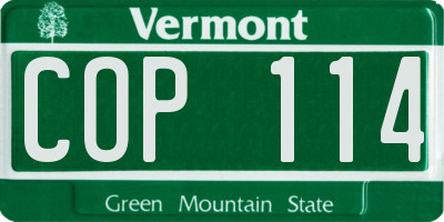 VT license plate COP114