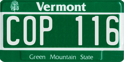 VT license plate COP116