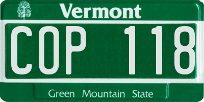 VT license plate COP118