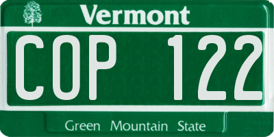 VT license plate COP122