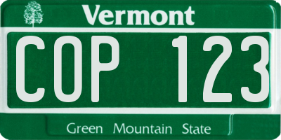 VT license plate COP123