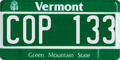 VT license plate COP133