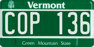 VT license plate COP136
