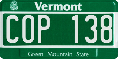 VT license plate COP138