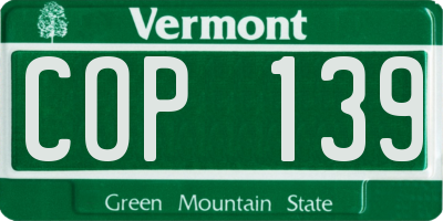 VT license plate COP139