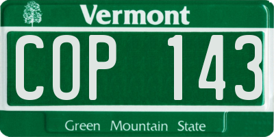 VT license plate COP143