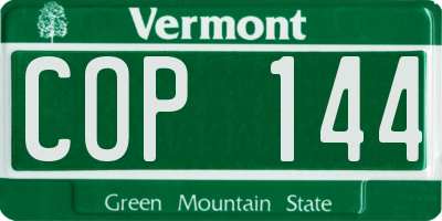 VT license plate COP144
