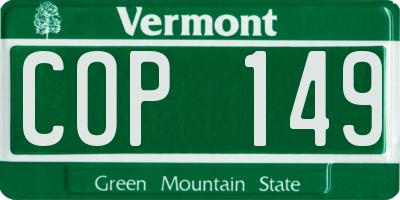 VT license plate COP149