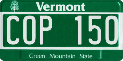 VT license plate COP150