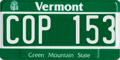 VT license plate COP153