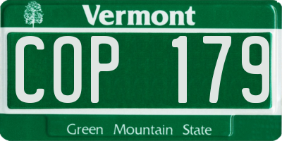 VT license plate COP179