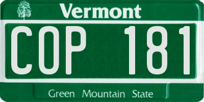 VT license plate COP181
