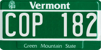VT license plate COP182