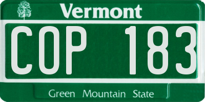VT license plate COP183