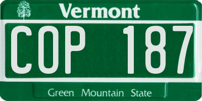VT license plate COP187