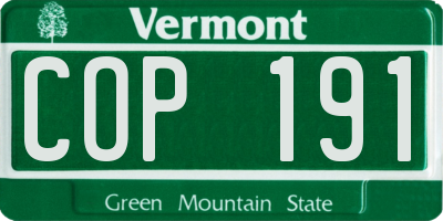 VT license plate COP191