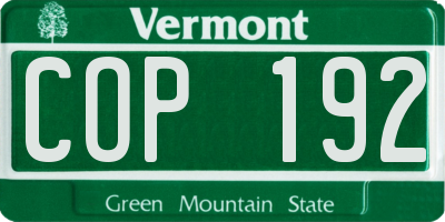 VT license plate COP192