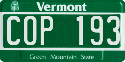 VT license plate COP193