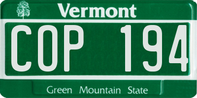 VT license plate COP194