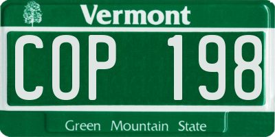 VT license plate COP198