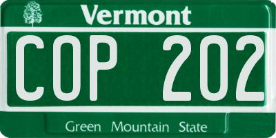 VT license plate COP202
