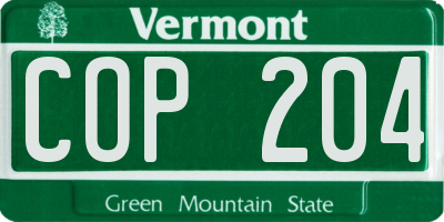 VT license plate COP204