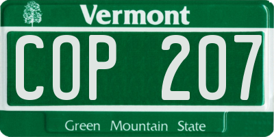 VT license plate COP207