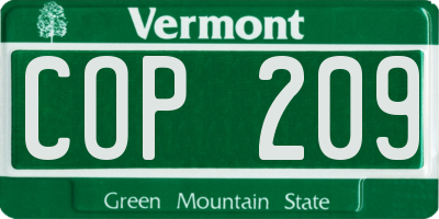 VT license plate COP209