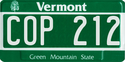 VT license plate COP212