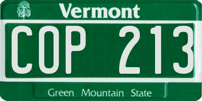 VT license plate COP213