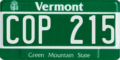 VT license plate COP215