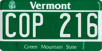 VT license plate COP216