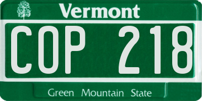 VT license plate COP218