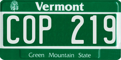 VT license plate COP219