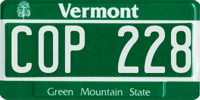 VT license plate COP228