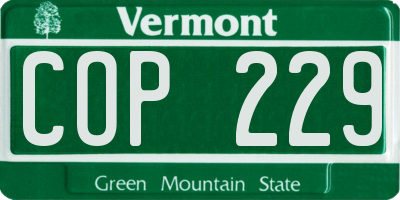 VT license plate COP229