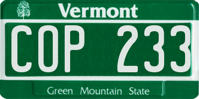 VT license plate COP233