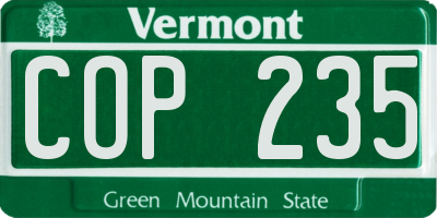 VT license plate COP235