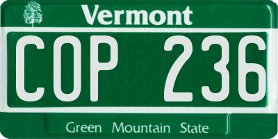 VT license plate COP236