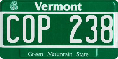 VT license plate COP238