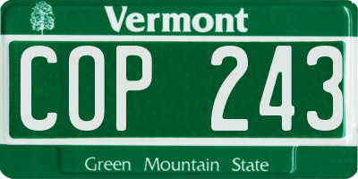 VT license plate COP243
