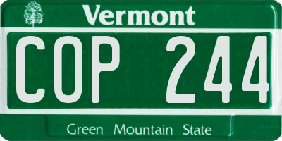 VT license plate COP244