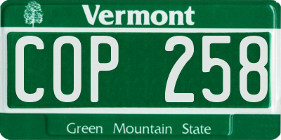 VT license plate COP258