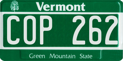 VT license plate COP262