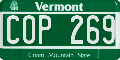 VT license plate COP269