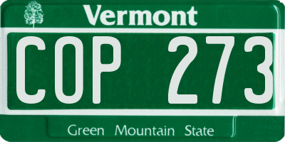 VT license plate COP273