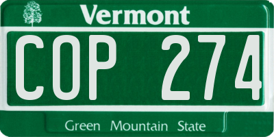 VT license plate COP274