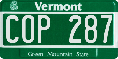 VT license plate COP287